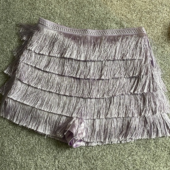 Purple Fringe Mini Skirt - Picture 4 of 8